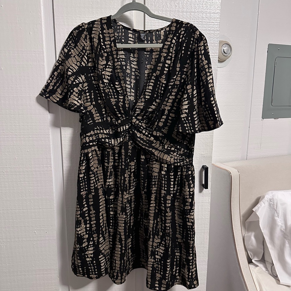 Black and Taupe V-neck Dress